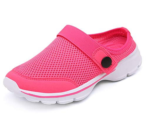 CELANDA Clogs Jungen Mädchen Weiche Sohle Pantoletten Leicht Gartenschuh Kinder Sommer Hausschuhe Bequeme rutschfest Slippers Indoor Outdoor Rose 27 EU von CELANDA