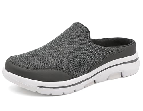 CELANDA Damen Hausschuhe Herren Slip On Clogs Leichte Atmungsaktive Pantoletten Mules Weiche Freizeit Bequem Gartenschuhe für Unisex, B Dunkel Grau 40 EU von CELANDA