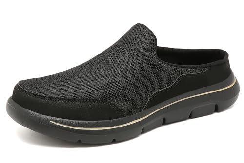 CELANDA Damen Hausschuhe Herren Slip On Clogs Leichte Atmungsaktive Pantoletten Mules Weiche Freizeit Bequem Gartenschuhe für Unisex, B Schwarz 41 EU von CELANDA