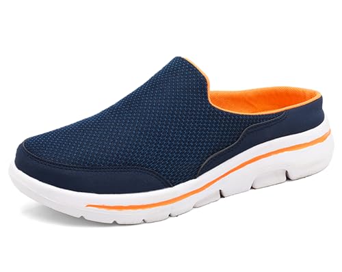 CELANDA Damen Hausschuhe Herren Slip On Clogs Leichte Atmungsaktive Pantoletten Mules Weiche Freizeit Bequem Gartenschuhe für Unisex, Blau Orange 37 EU von CELANDA