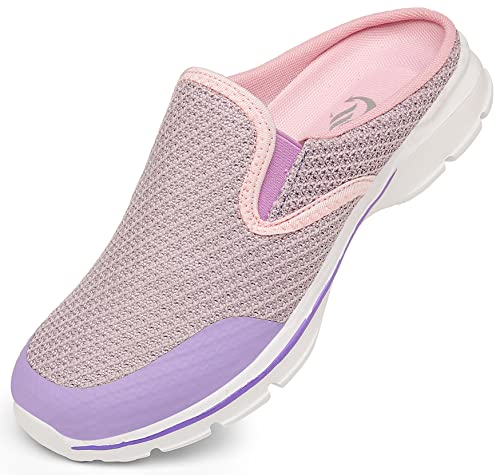 CELANDA Damen Herren Clogs Hausschuhe Sommer Pantoletten Leichte Atmungsaktive Walking Schuhe Bequem Gartenschuhe für Unisex Weiche Freizeit Pink Violett 42 EU von CELANDA