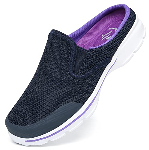 CELANDA Damen Herren Clogs Hausschuhe Sommer Pantoletten Leichte Atmungsaktive Walking Schuhe Bequem Gartenschuhe für Unisex Weiche Freizeit Violettblau 44 EU von CELANDA