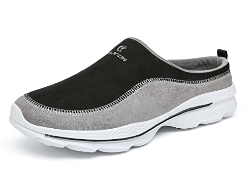 CELANDA Sabots Herren Clogs Damen Slip On Garten Schuhe Warm Freizeitschuhe Leichte Pantoletten Atmungsaktive Hausschuhe utdoor Low-Top Sneakers Hinten Offen, Schwarz grau,36 EU von CELANDA