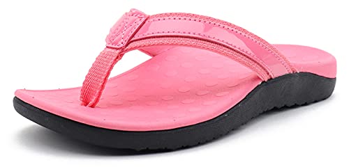 CELANDA Flip Flops Damen Herren Zehentrenner Orthopädische Badelatschen Frauen Freizeit Stylische Hausschuhe Pantoletten Rutschfest Badesandalen Rosa Größe:42 EU von CELANDA