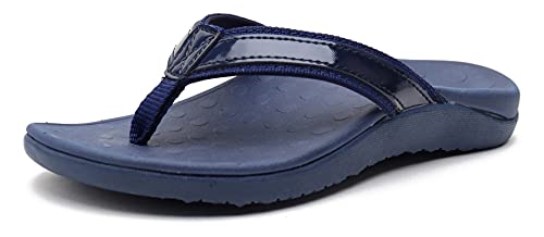 CELANDA Flip Flops Damen Herren Zehentrenner Orthopädische Badelatschen Frauen Freizeit Stylische Hausschuhe Pantoletten Rutschfest Badesandalen Dunkelblau Größe:40 EU von CELANDA