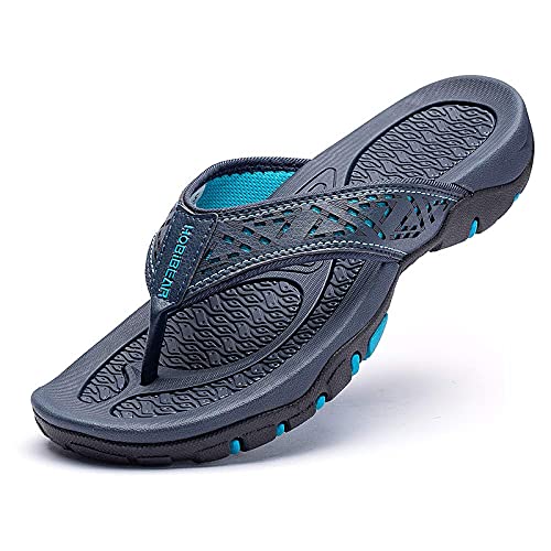 CELANDA Flip Flops Herren Surfen Zehentrenner Erwachsene Bequeme Leichte Sandalen Beach Pool Pantoffeln Weiche Rutschfest Badelatschen Blau-A 42EU von CELANDA