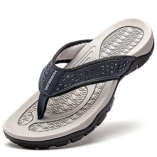 CELANDA Flip Flops Herren Surfen Zehentrenner Erwachsene Bequeme Leichte Sports Sandalen Beach Pool Pantoffeln Weiche Rutschfest Badelatschen Blau-B 46EU von CELANDA