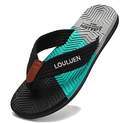 CELANDA Flip-On Zehentrenner Herren Flip Flops Badelatschen Strandschuhe Duschlatschen Freizeit Zehenstegpantolette Beach Sandalen,A Schwarz Gr.46 von CELANDA