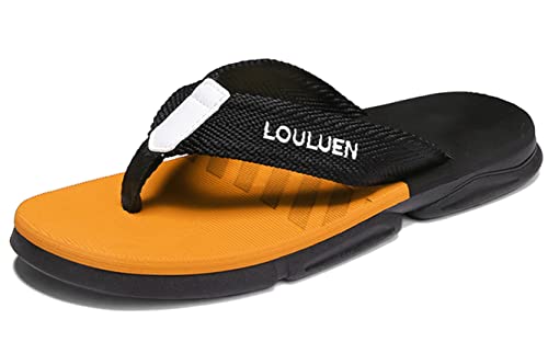 CELANDA Flip-On Zehentrenner Herren Flip Flops Badelatschen Strandschuhe Duschlatschen Freizeit Zehenstegpantolette Beach Sandalen,B Gelb Gr.39 von CELANDA