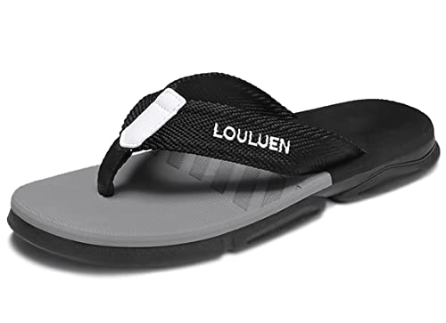 CELANDA Flip-On Zehentrenner Herren Flip Flops Badelatschen Strandschuhe Duschlatschen Freizeit Zehenstegpantolette Beach Sandalen,B Grau Gr.44 von CELANDA