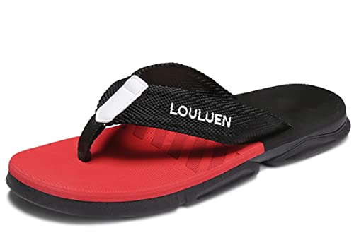 CELANDA Flip-On Zehentrenner Herren Flip Flops Badelatschen Strandschuhe Duschlatschen Freizeit Zehenstegpantolette Beach Sandalen,B Rot Gr.43 von CELANDA