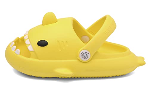 CELANDA Hai Hausschuhe für Jungen Mädchen Dusch Badeschuhe rutschfeste Shark Sildes Slippers Cute Badelatschen Kinder Pantoletten Weiche Dicke Sohle,Gelbhai Gr.20/21 EU von CELANDA