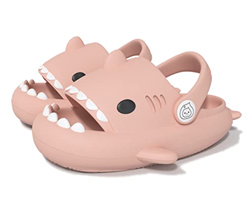 CELANDA Hai Hausschuhe für Jungen Mädchen Dusch Badeschuhe rutschfeste Shark Sildes Slippers Cute Badelatschen Kinder Pantoletten Weiche Dicke Sohle,Rosahai Gr.20/21 EU von CELANDA