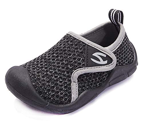 CELANDA Hausschuhe Kinder Jungen Mädchen rutschfeste Leichte Pantoffeln Kleinkinder Hüttenschuhe Weiche Atmungsaktive Lauflernschuhe Babys Bequeme Slippers Schwarz 22 EU von CELANDA