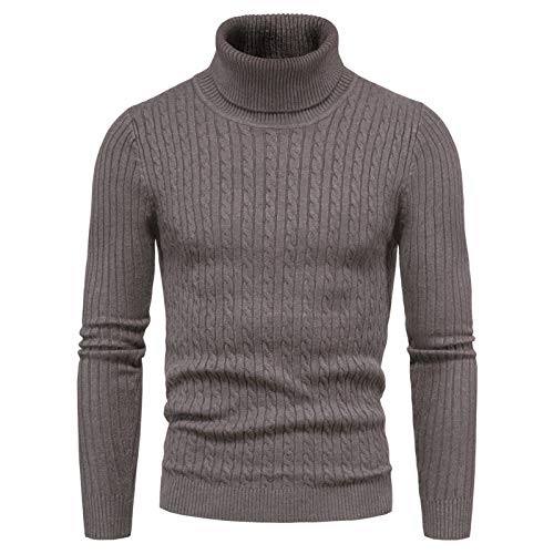 CELANDA Herren Strickpullover Warme Winter Rollkragenpullover Freizeit Slim Fit Basic Pullover Baumwolle Longsleeve Pullover Solid für Männer Sweatshirt, A Kaffee, EU L = Etikett XL von CELANDA