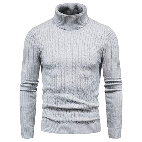 CELANDA Herren Strickpullover Warme Winter Rollkragenpullover Freizeit Slim Fit Basic Sweatshirt Baumwolle Longsleeve Pullover Solid für Männer Sweatshirt, A Hellgrau, EU XL = Etikett 2XL von CELANDA