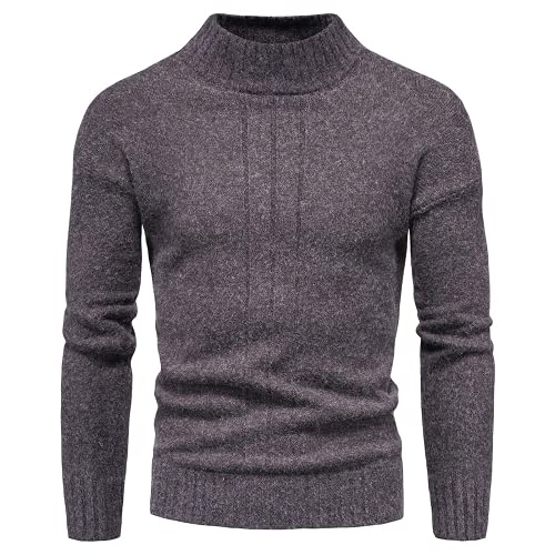 CELANDA Herren Strickpullover Warme Winter Rollkragenpullover Freizeit Slim Fit Basic Sweatshirt Baumwolle Longsleeve Pullover Solid für Männer Sweatshirt, B Kaffee, EU S = Etikett M von CELANDA