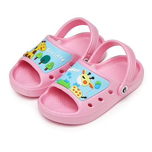 CELANDA Kinder Badelatschen Jungen Mädchen Badeschlappen Cozy Slides rutschfeste Schwimmbad Strand Badeschuhe Sommer Flache Hausschuhe Rosa Gr.28/29 EU von CELANDA