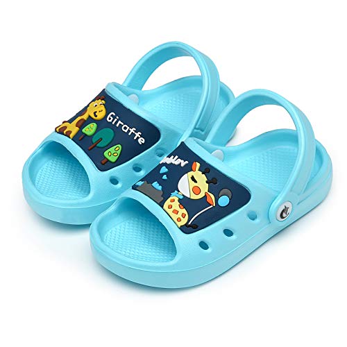 CELANDA Kinder Badelatschen Jungen Mädchen Badeschlappen Cozy Slides rutschfeste Schwimmbad Strand Badeschuhe Sommer Flache Hausschuhe Blau Gr.28/29 EU von CELANDA