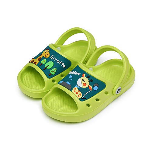 CELANDA Pantoletten Kinder Dusch Badeschuhe Jungen Mädchen Hausschuhe Atmungsaktiv rutschfest Gartenschuhe Bequeme Leicht Clogs Grün Gr.20/21 EU von CELANDA