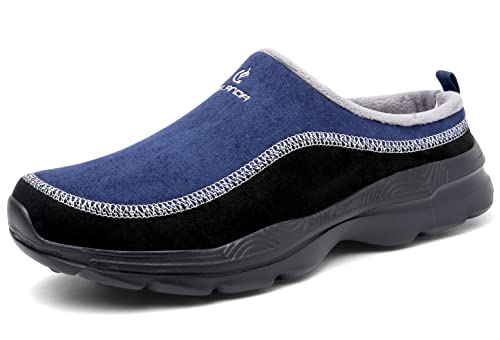 CELANDA Sabots Herren Clogs Damen Slip On Garten Schuhe Warm Freizeitschuhe Leichte Pantoletten Atmungsaktive Hausschuhe utdoor Low-Top Sneakers Hinten Offen, Schwarz Blau 39 EU von CELANDA