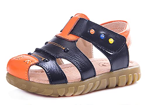 CELANDA Sandalen Jungen Mädchen Geschlossene Sandalen Sommer Kinder Trekkingsandalen Wanderschuhe Rutschfeste Lauflernschuhe Beach Sandalen B Schwarz Gr.22 von CELANDA