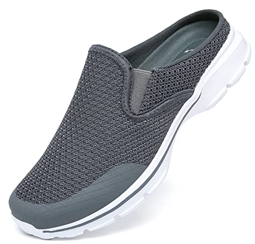 CELANDA Damen Hausschuhe Herren Slip On Clogs Leichte Atmungsaktive Pantoletten Mules Weiche Freizeit Bequem Gartenschuhe für Unisex Dunkelgrau 36 EU von CELANDA