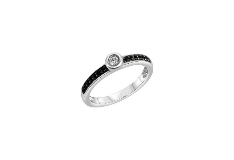 CELESTA Fingerring 925 Silber rhodiniert mit Zirkonia weiß und schwarz von CELESTA