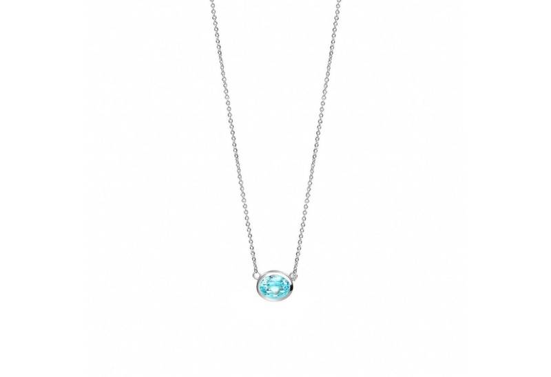 CELESTA Kette mit Anhänger 925 Silber rhodiniert mit echten Blautopasen von CELESTA