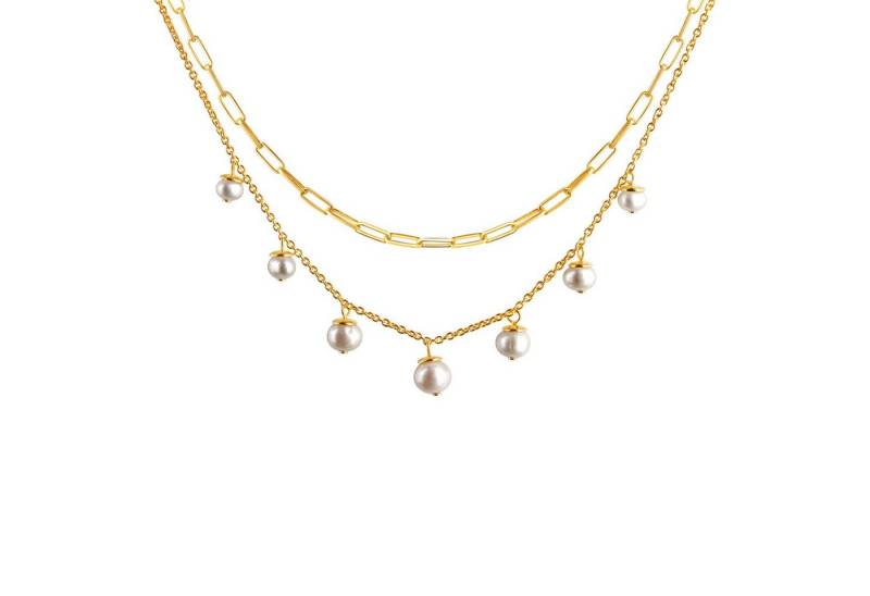 CELESTA Kette mit Anhänger 925 Silber vergoldet mit Süßwasserzuchtperlen von CELESTA