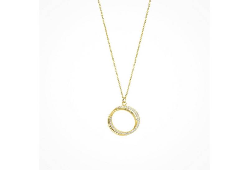 CELESTA Kette mit Anhänger Silber 925 vergoldet 42+3cm lang mit weißen Zirkonia-Steinen von CELESTA