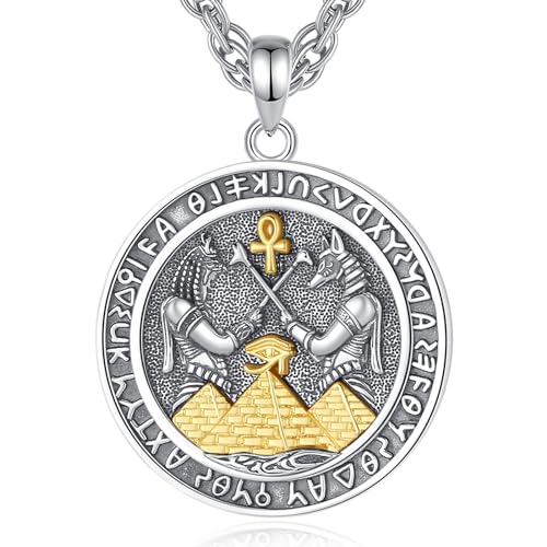 CELESTIA Anubis und Horus Ankh Kette Frauen Silber 925 Ägypten Götter Ägyptischer Schmuck Ägyptische Besondere Geschenke für Frauen Vintage Geschenke Damen Frauen Frau von CELESTIA