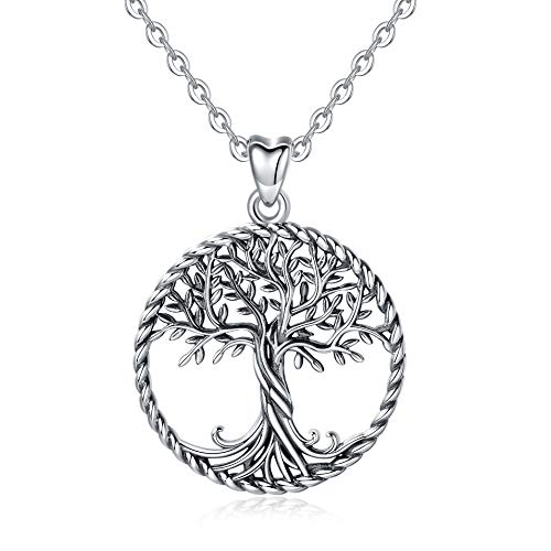 CELESTIA Baum des Lebens Halsketten Damen 925 Sterling Silber Baum Anhänger mit Kette 46cm, Verwandtschaft Freundschaft Schmuck Geschenk für Frauen Mädchen von CELESTIA