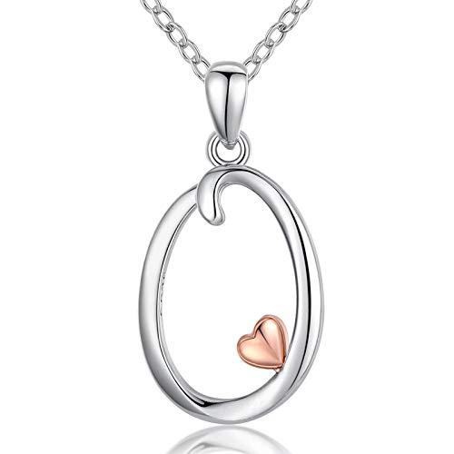 Buchstabe O Kette für Damen Mädchen, 925 Sterling Silber Roségold Anfangsbuchstaben und Herz Anhänger, CELESTIA Personalisierte Schmuck Geschenke für Sie von CELESTIA