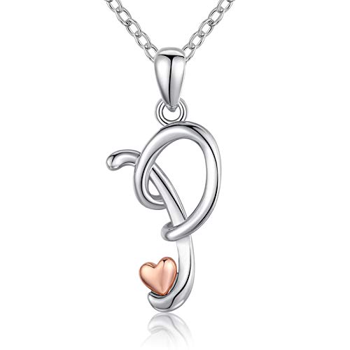 Buchstabe P Kette für Damen Mädchen, 925 Sterling Silber Roségold Anfangsbuchstaben und Herz Anhänger, CELESTIA Personalisierte Schmuck Geschenke für Sie von CELESTIA