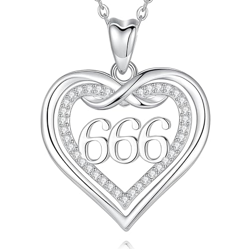 CELESTIA Damen Engelsgleich Kette mit Herz Anhänger und Drei Zahlen Numerisch Silber 925 Schmuck Spirituelle Geschenke für Frauen Valentinstags Geschenkidee für Sie von CELESTIA