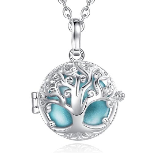 CELESTIA Engelsrufer Kette mit Klangkugel, Schwangerschaft Bola Kette Lebensbaum mit 2 Ketten - Prenatal Schutzengel Schmuck für Schwangere, Mommy to be Schmuck Geschenkidee für Werdende Mutter von CELESTIA