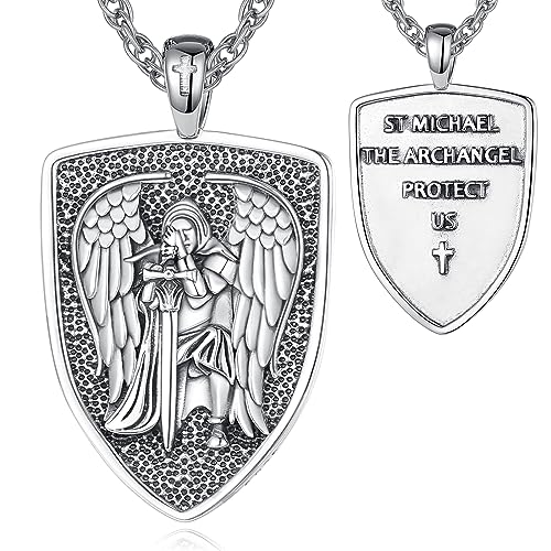 CELESTIA Erzengel Michael Anhänger St. Michael Anhänger für Herren Frauen Silber 925 Schutz Halskette San Miguel Arcangel Katholische Geschenk Männer Religiöse Christliche Geschenk für Frauen von CELESTIA