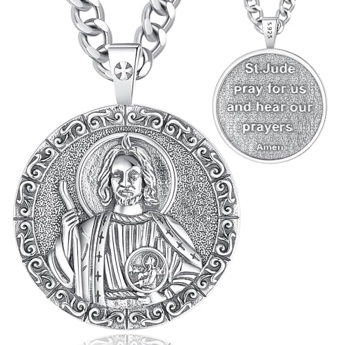 CELESTIA Heiliger Judas Anhänger Schutzpatron Judas Thaddäus Kette Mann Silber 925 Christlicher Schmuck Herren Christliche Geschenke Männer Glücksbringer von CELESTIA