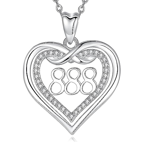 CELESTIA Kette Damen Herz mit Anhänger Zahlen 888 Silber 925 Schmuck Frauen Numerologie Spirituelle Geschenke zum Muttertag du Schaffst das Glücksbringer von CELESTIA