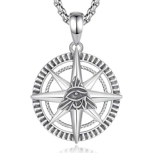 CELESTIA Kompass Kette Damen Sterling Silber Allsehende Auge Kompass Anhänger Glück Schmuck Reise Geschenke Frauen, Abschluss Geschenk, Schulabschluss Geschenk für Sie von CELESTIA