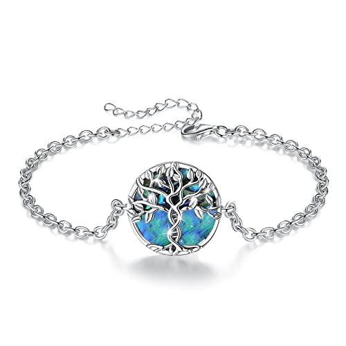 CELESTIA Lebensbaum Armband Damen Glücksarmband Silber 925 Baum des Lebens Armkette mit Perlmutt Schmuck Geschenk für Mama Tochter Oma Frauen von CELESTIA