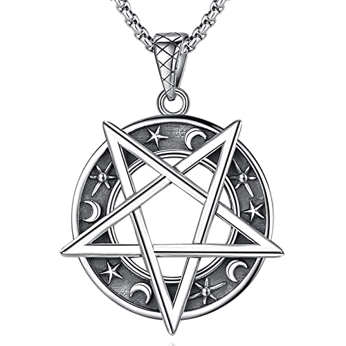 CELESTIA Magie Umgekehrtes Pentagramm Kette Herren Sterling Silber 925 Satan Amulett Wicca Schmuck Hexe Heidnisch Geschenke Herren Satanismus von CELESTIA