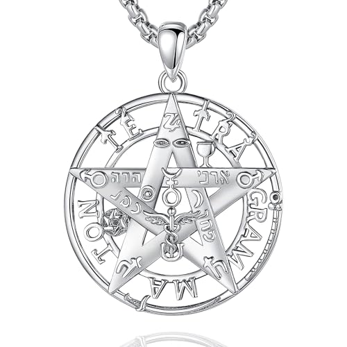 CELESTIA Tetragrammaton Pentagramm Kette Halskette Damen Silber 925 Anhänger Kette Herren Wicca Schutz Amulett Hexen Schmuck Esoterik Geschenke für Frauen Männer Glücksbringer von CELESTIA