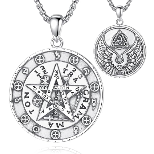 CELESTIA Pentagramm Kette Damen Silber 925 Pentagramm Anhänger Tetragramaton Schutz Halskette Hexe Hexen Schmuck Magische Heidnische Esoterik Geschenke Wicca Talisman Glücksbringer von CELESTIA