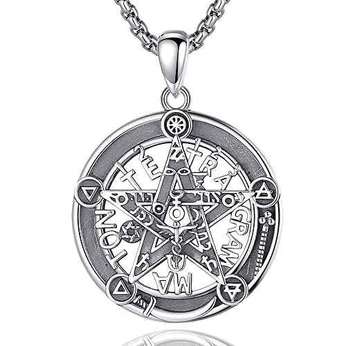 CELESTIA Pentagramm Kette Sterling Silber Tetragrammaton Schutzamulett Gegen Böses für Frauen Herren Schmuck Hexe Hexen Wicca Geschenke für Frauen Männer Witchcraft Esoterik von CELESTIA