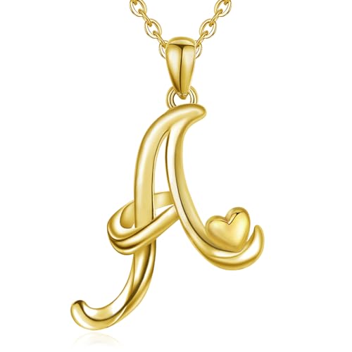 CELESTIA Personalisiertes A Initiale Halskette Silber 925 Kette mit Buchstaben Gold Damenkette mit Verstellbarer Kette Geschenk für Geburtstag Muttertag Valentinstag von CELESTIA
