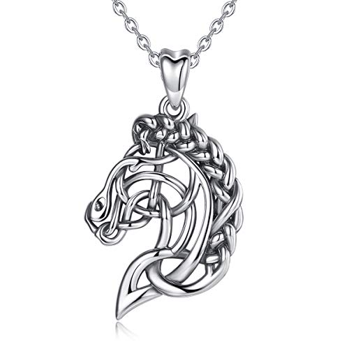 CELESTIA Pferd Kette 925 Sterling Silber, Mädchen Pferde Geschenk, Geburstag Geschenkideen für Reiter Damen Pferdeliebhaber von CELESTIA