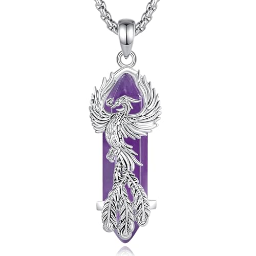 CELESTIA Phönix Anhänger Amethyst Kette Damen Silber Phoenix Halskette mit Amethyst Stein Schmuck Geschenke Mutter Geschenk Geburtstag für Frauen von CELESTIA