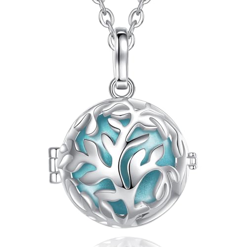 CELESTIA Prenatal Engel Anrufer Anhänger Klangkugel Kette Schwangerschaft Bola Kette Lebensbaum mit 2 Ketten-Schutzengel Schmuck für Schwangere, Mommy to be Schmuck Geschenk für Werdende Eltern von CELESTIA